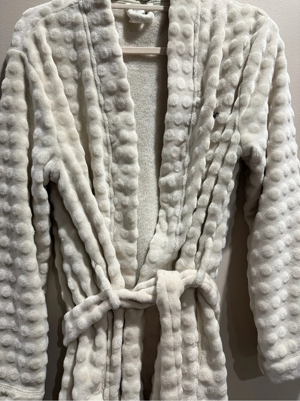 Calvin Klein Cream Textured Plush Robe M/L
